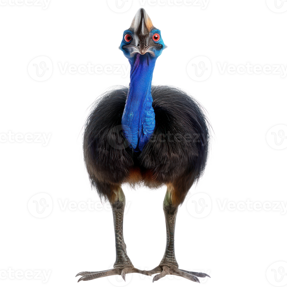 Cassowary bird front view full body isolate on transparency background png