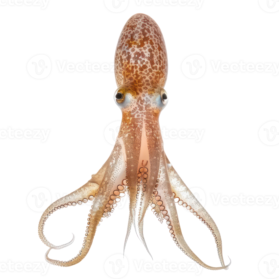 Squid front view full body isolate on transparency background png