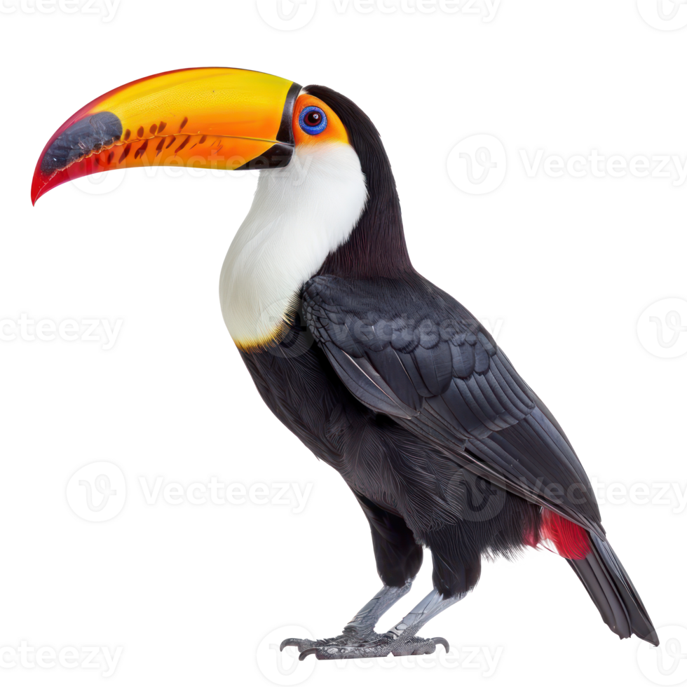 Toucan bird side view full body isolate on transparency background png