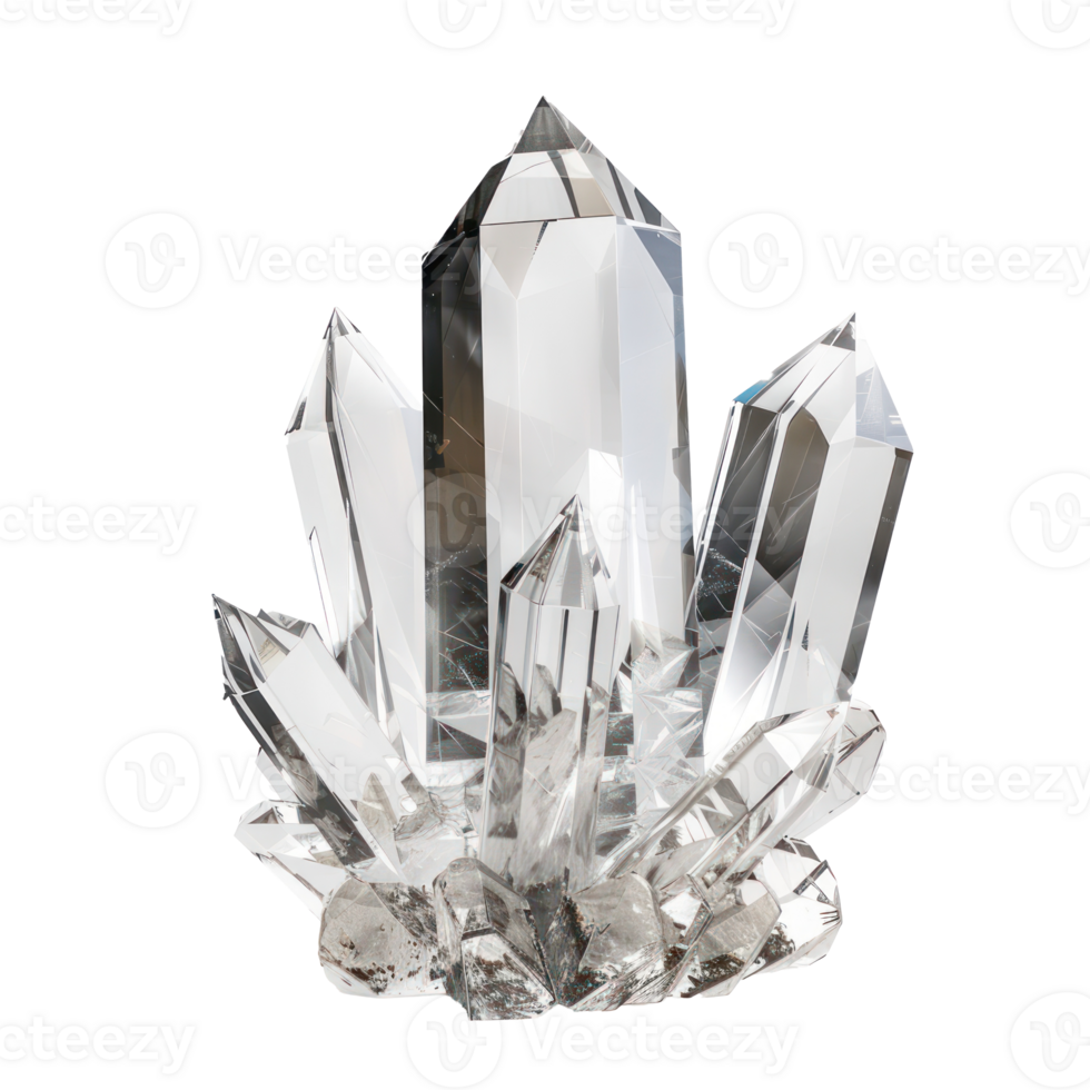 Beautiful clear crystal 3d rendering front view isolate on transparency background png