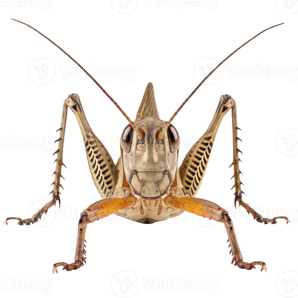Cricket front view full body isolate on transparency background png