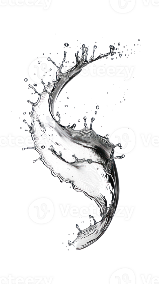 a splash of water on a curve shape bold lines stunning isolate on transparency background png
