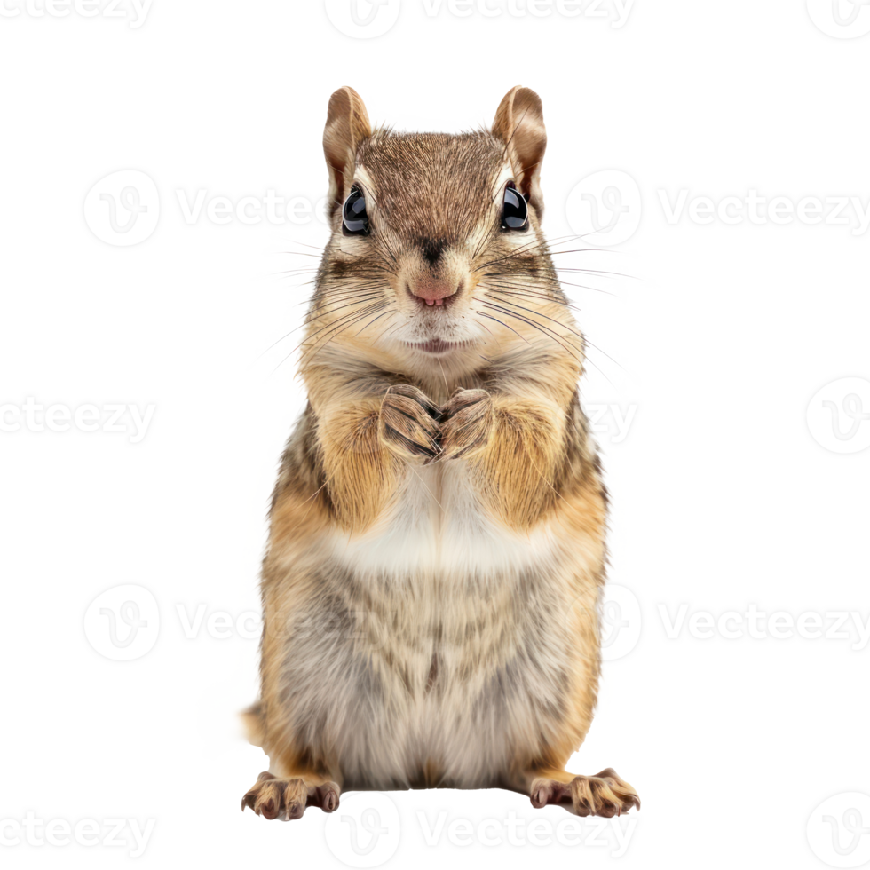 Chipmunk front view full body isolate on transparency background png