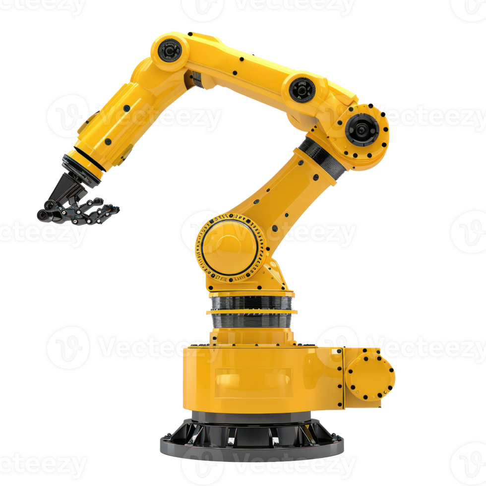 3D rendering robotic arm isolate on transparency background png