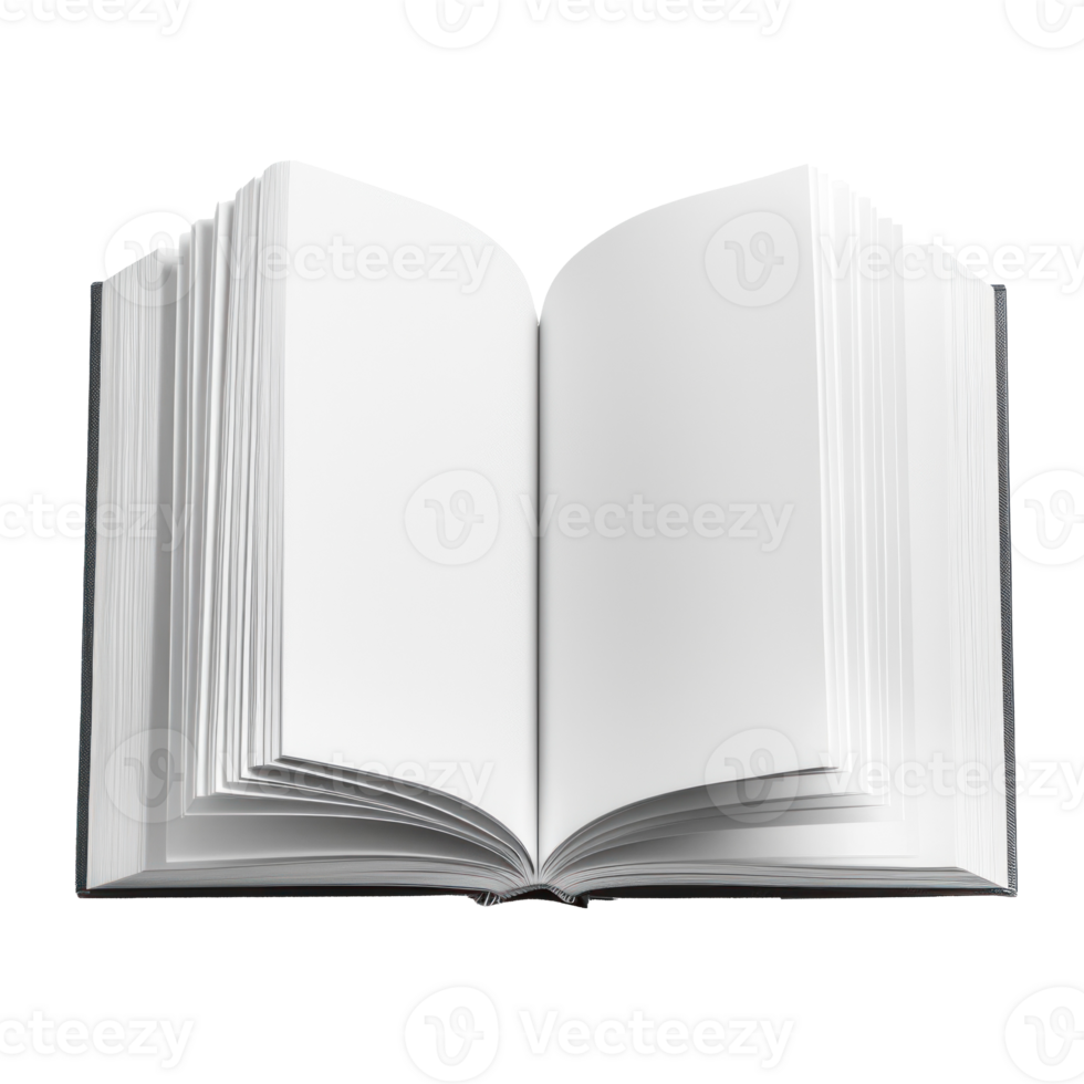 white book open top view full length isolate on transparency background png