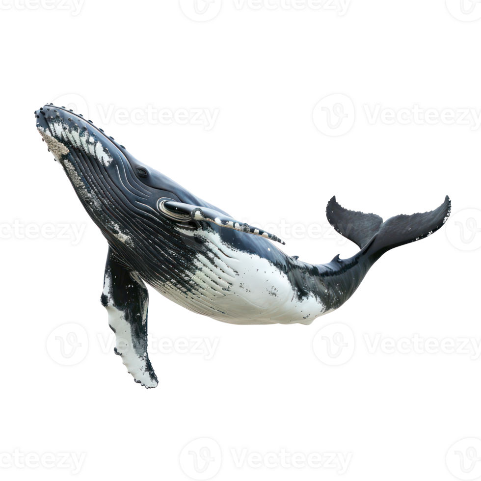 Whale front view full body isolate on transparency background png