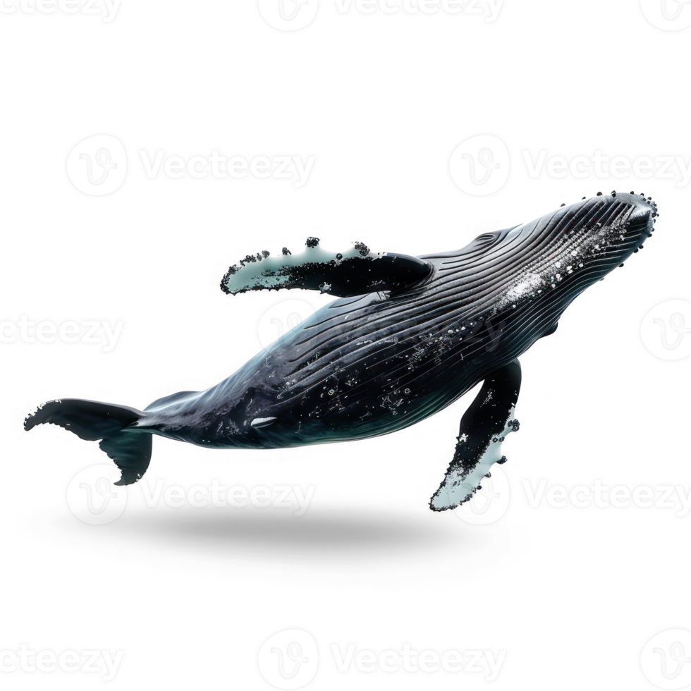 Whale side view full body isolate on transparency background png