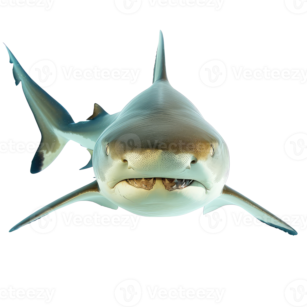 Bull Shark front view full body isolate on transparency background png