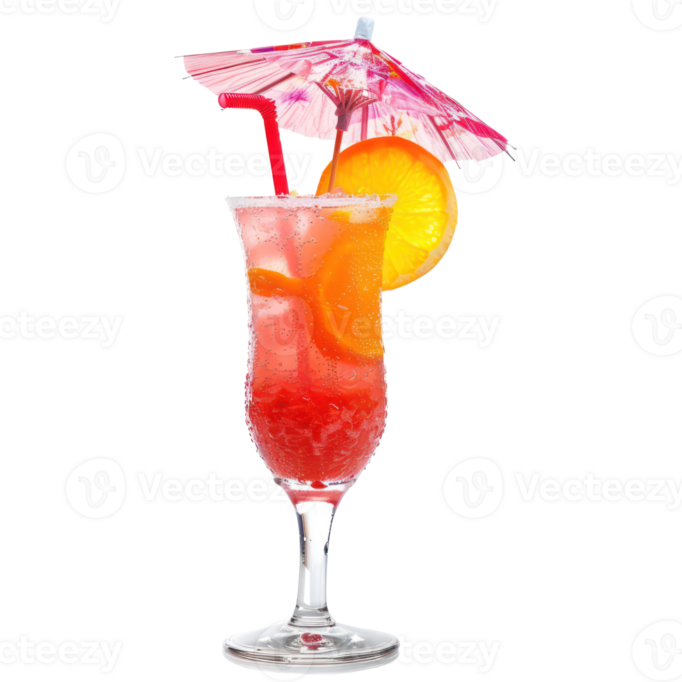 fruity cocktail adorned with a tiny umbrella isolate on transparency background png