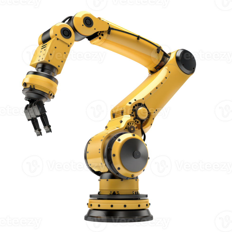 3D rendering robotic arm isolate on transparency background png