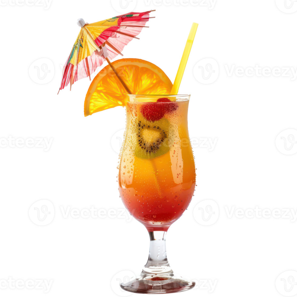 fruity cocktail adorned with a tiny umbrella isolate on transparency background png
