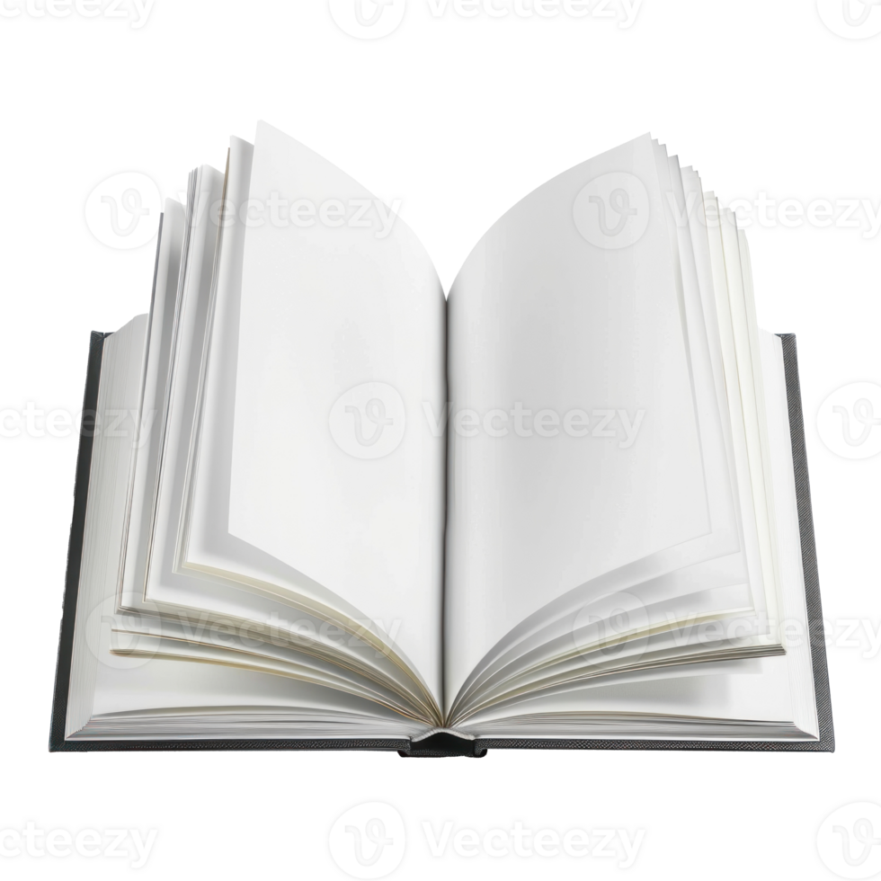 white book open top view full length isolate on transparency background png