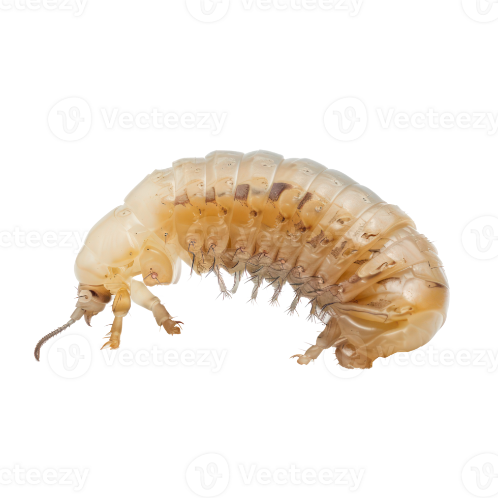 Maggot side view full body isolate on transparency background png