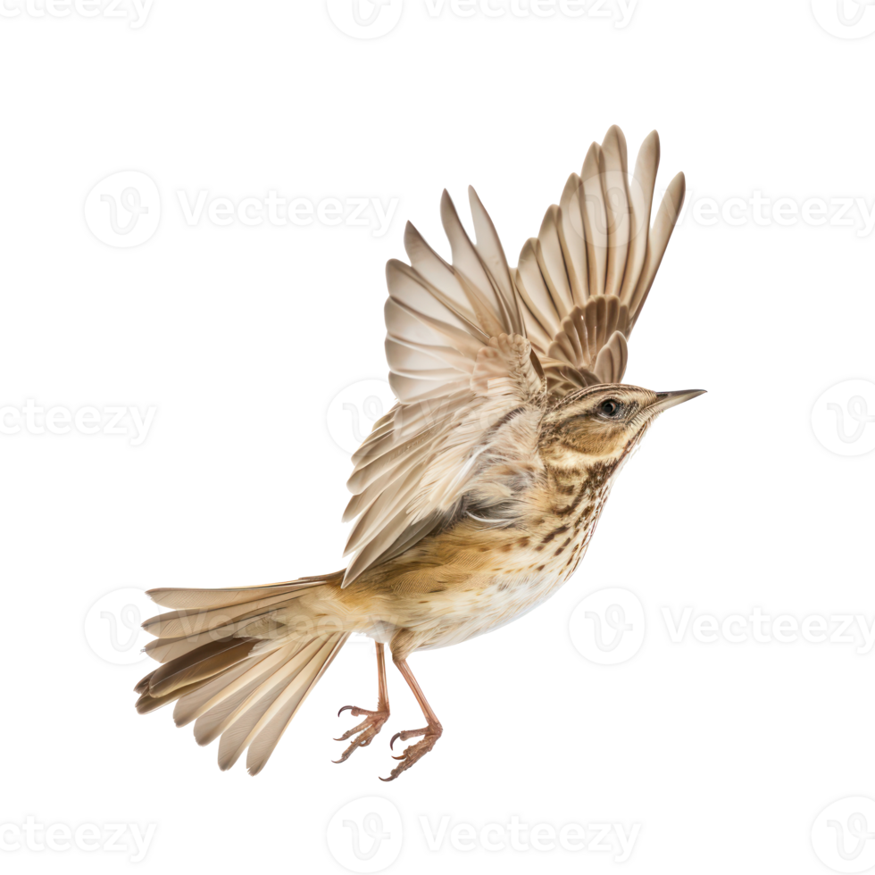 Skylark bird fly full body isolate on transparency background png