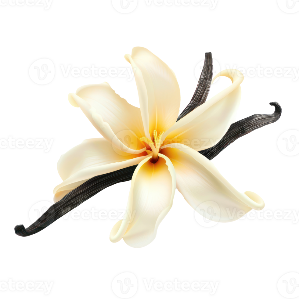 Fresh vanilla flower isolate on transparency background png