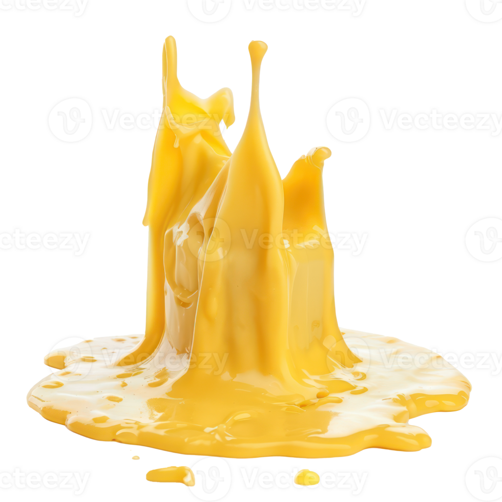 melted cheese front view full length isolate on transparency background png