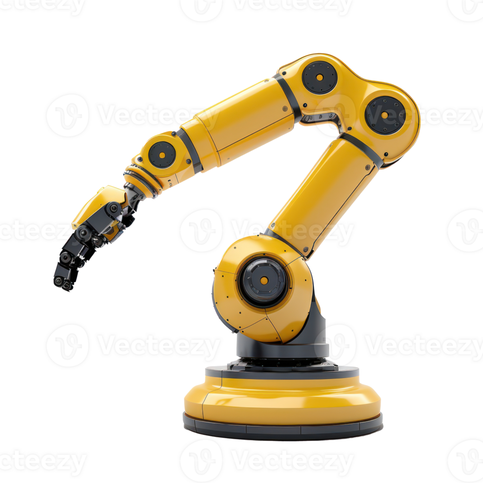 3D rendering robotic arm isolate on transparency background png