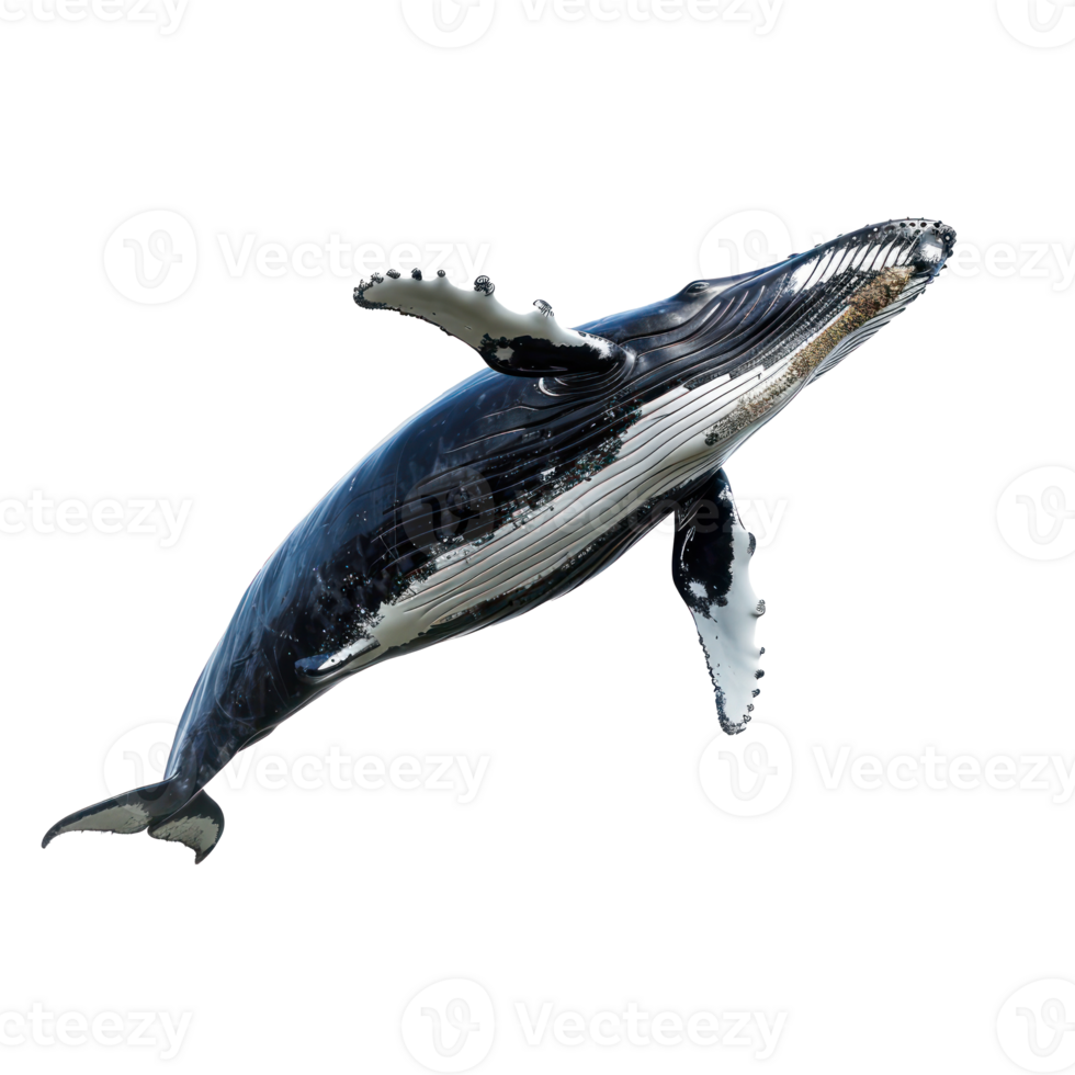 Whale side view full body isolate on transparency background png