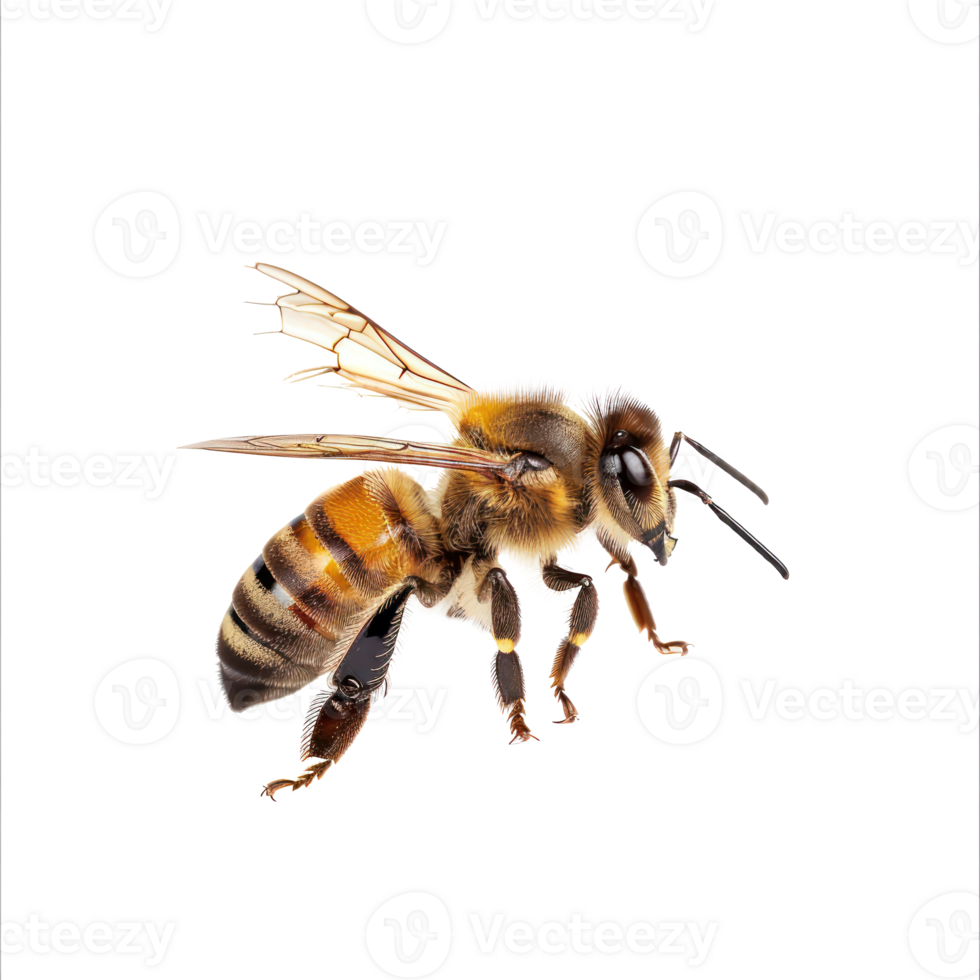 Bee side view full body isolate on transparency background png