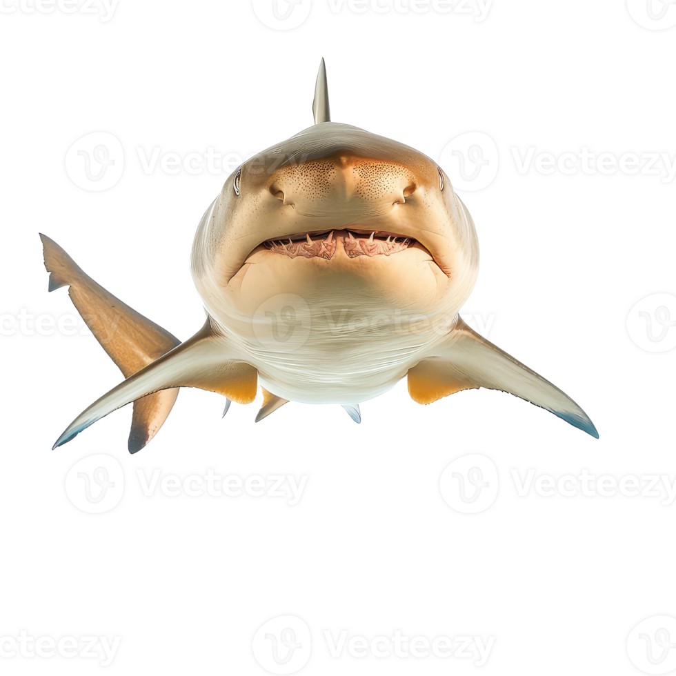 Bull Shark front view full body isolate on transparency background png