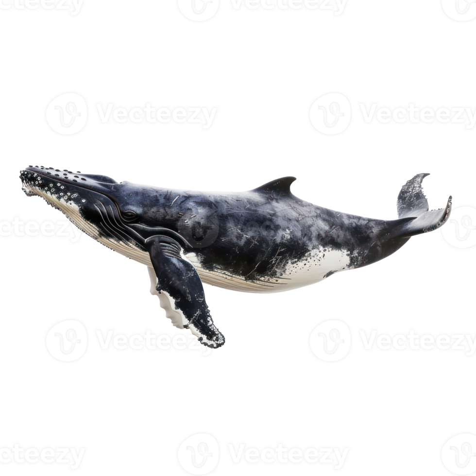 Whale side view full body isolate on transparency background png