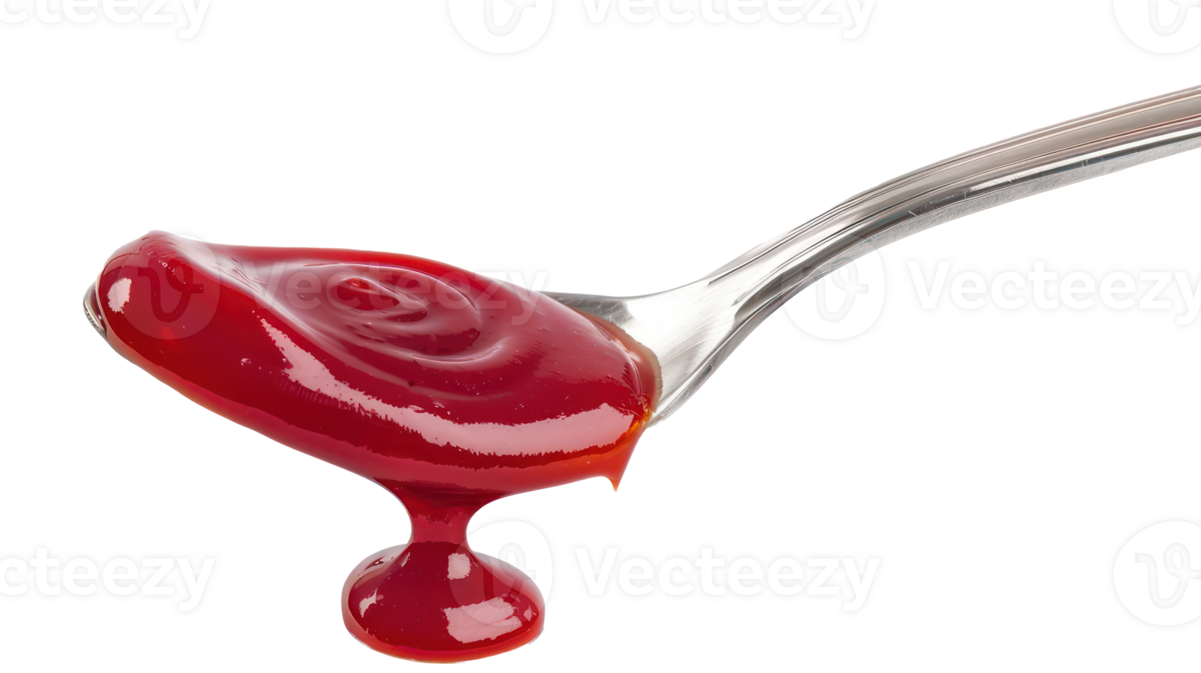 Drip of ketchup in a spoon isolate on transparency background png