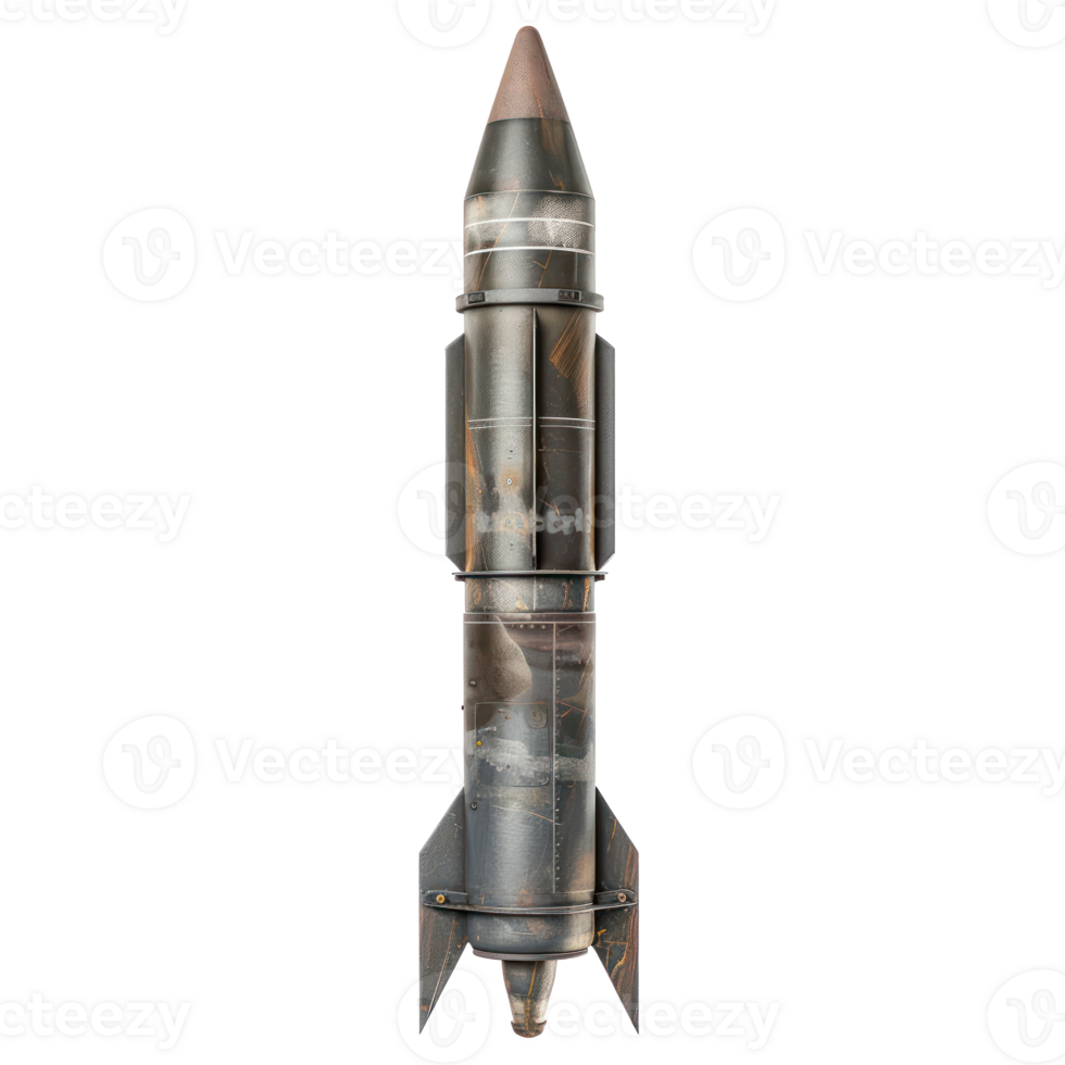 A missile with a warhead isolate on transparency background png