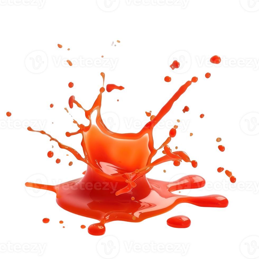 Ketchup splash isolate on transparency background png
