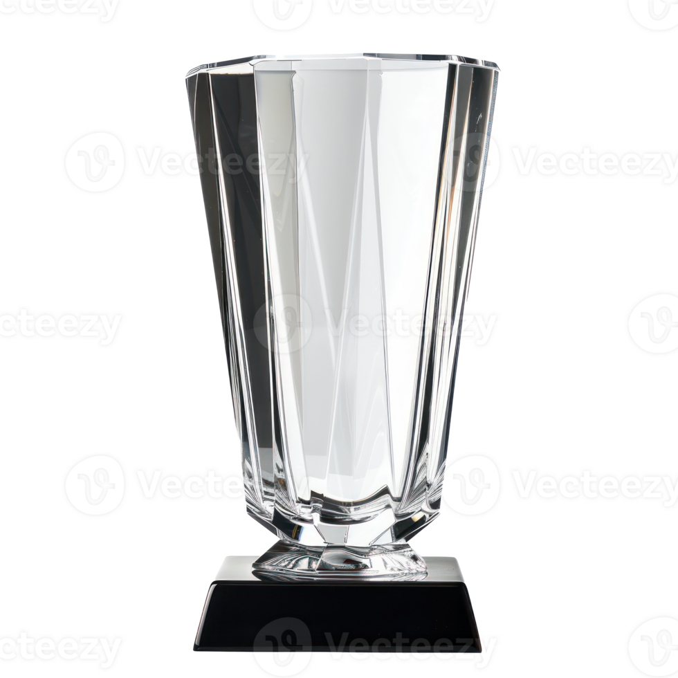 Blank glass trophy crystal front view isolate on transparency background png