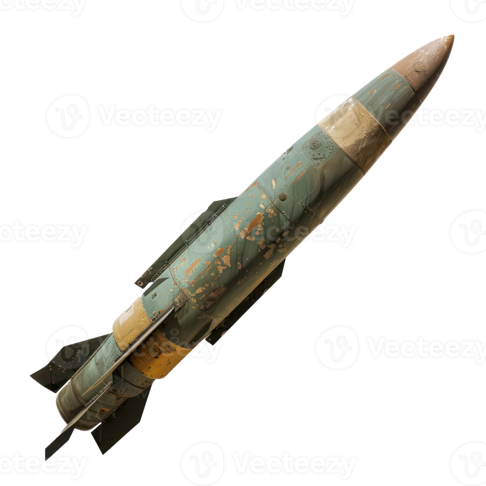 A missile with a warhead isolate on transparency background png