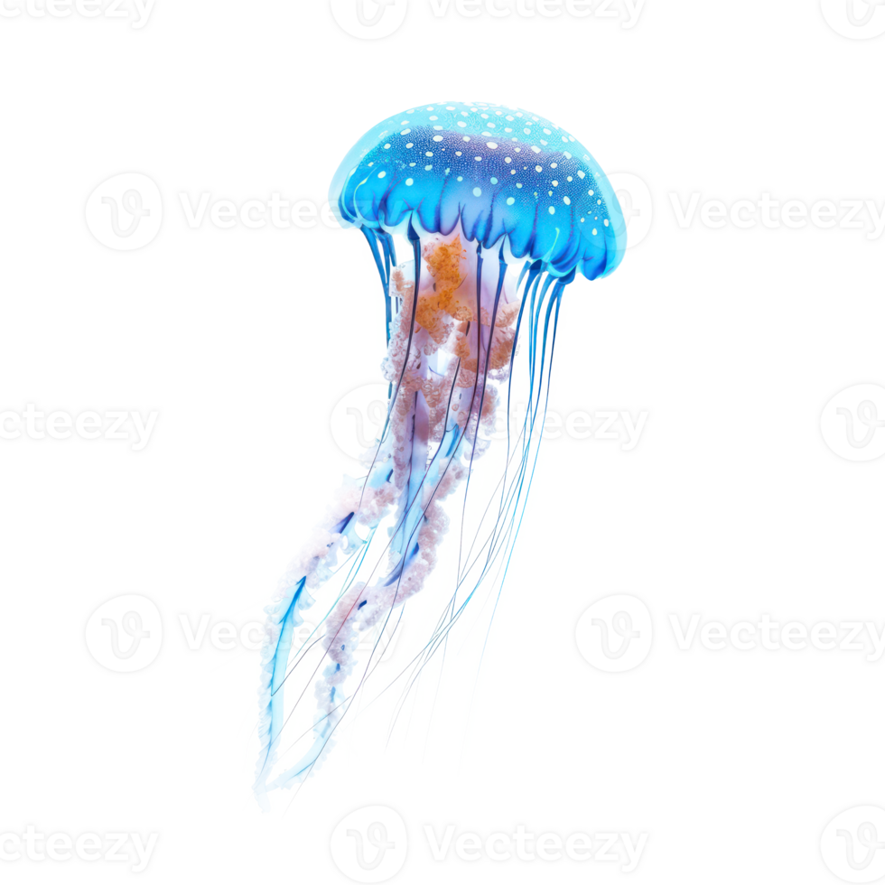 Jellyfish side view full body isolate on transparency background png