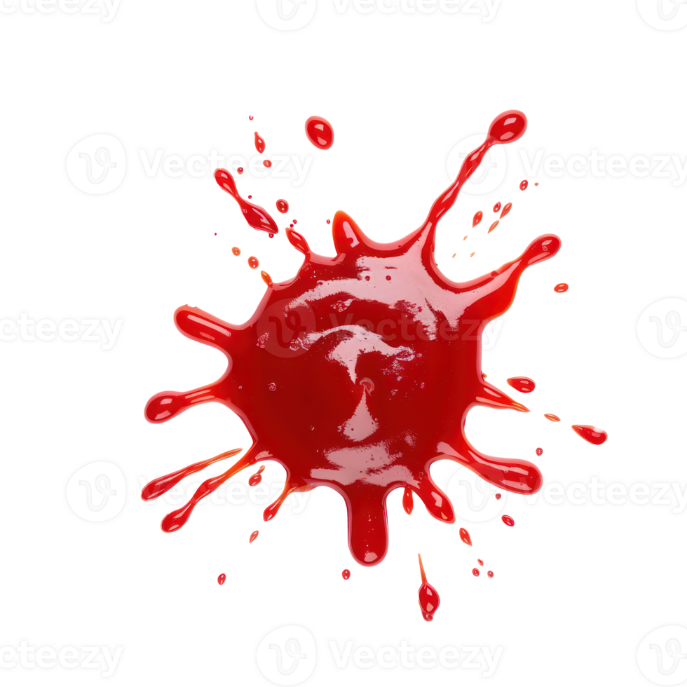 Smeared puddle ketchup spot isolate on transparency background png