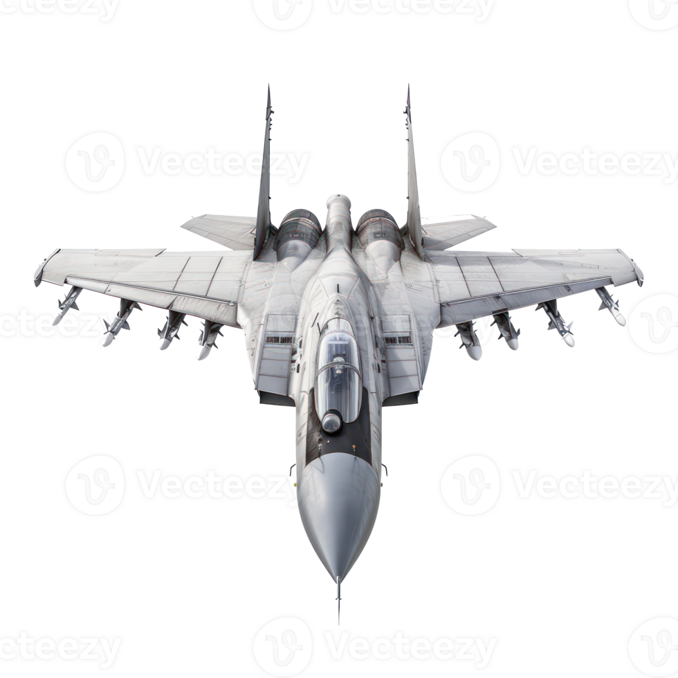 Fighter jet front view full length isolate on transparency background png