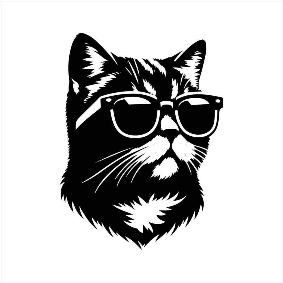 A cat wearing sunglasses on a white background vector