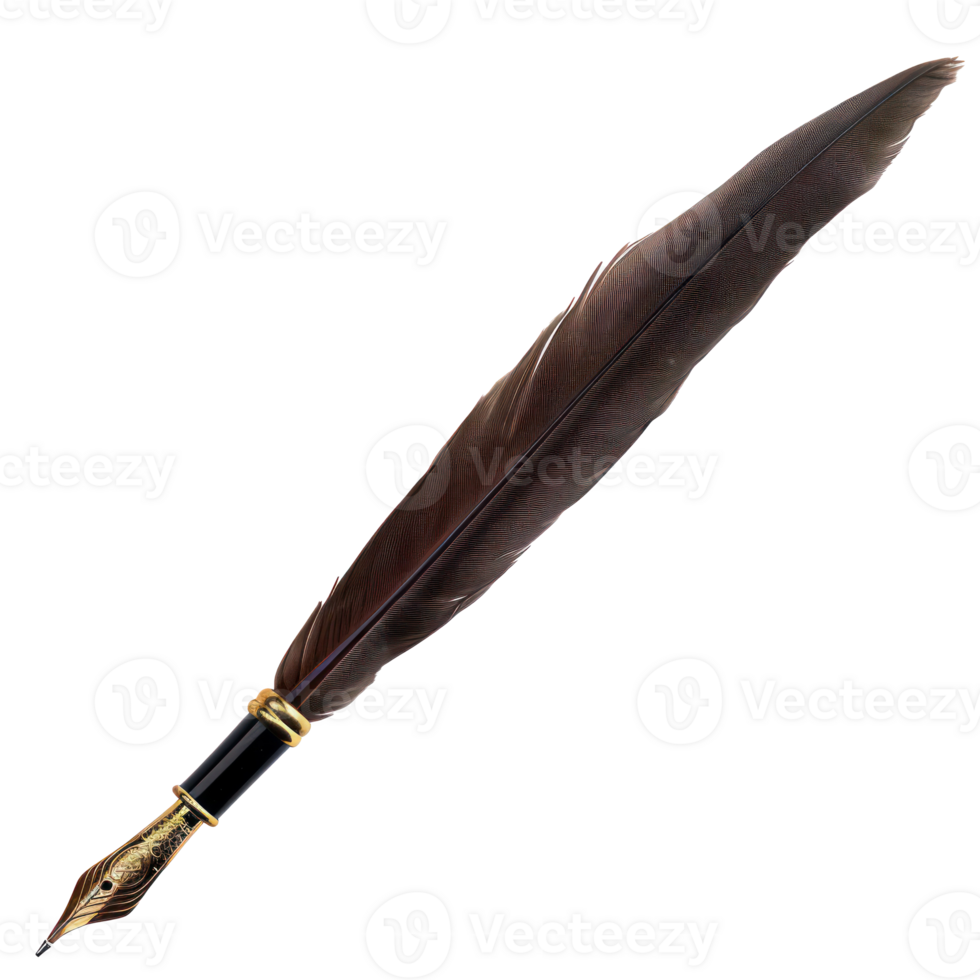floated quill pen isolate on transparency background png