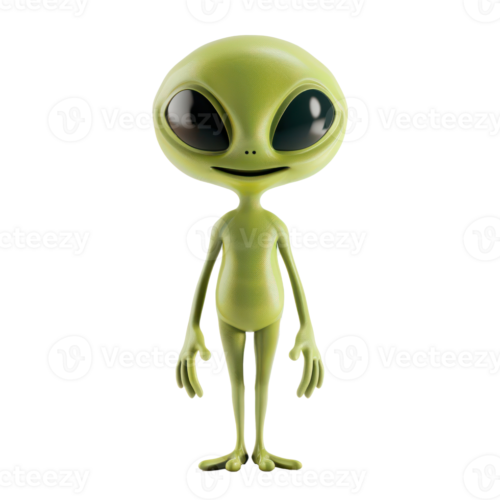 smiling alien standing isolate on transparency background png
