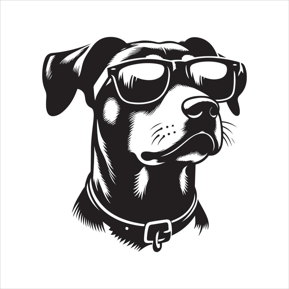 A dog wearing sunglasses on a white background vector
