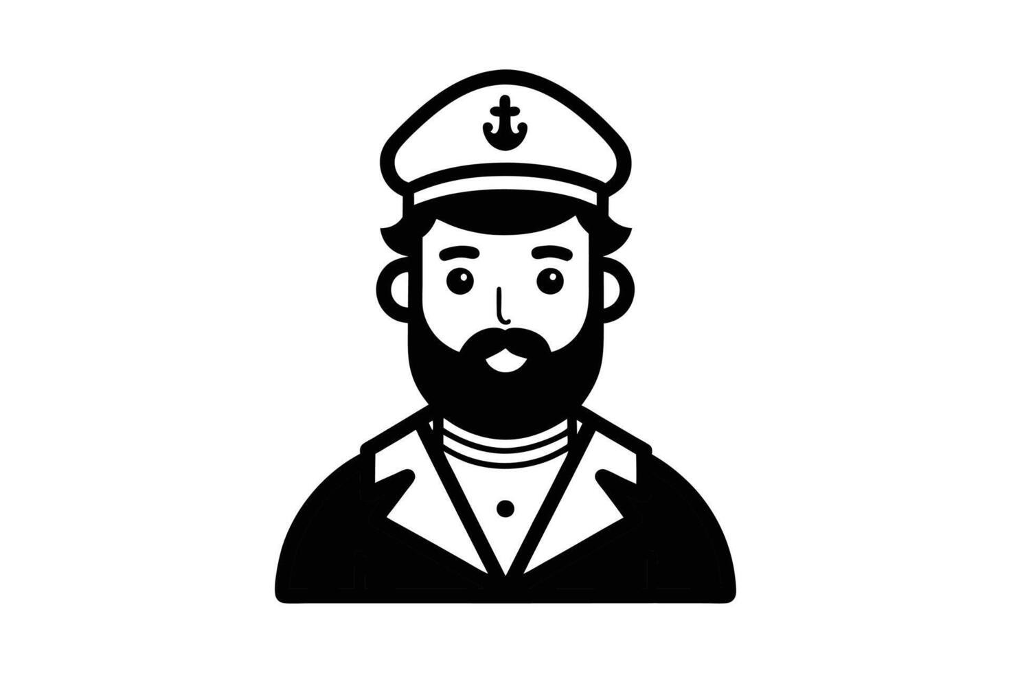 A black and white illustration of a man in a sailor hat vector