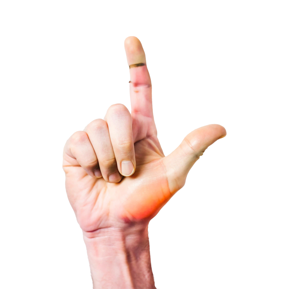 A person with a finger on their hand png