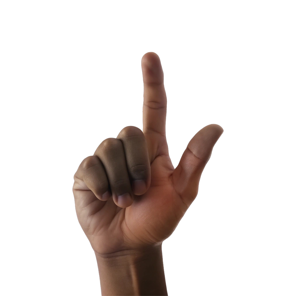 A person's hand is making the number one png
