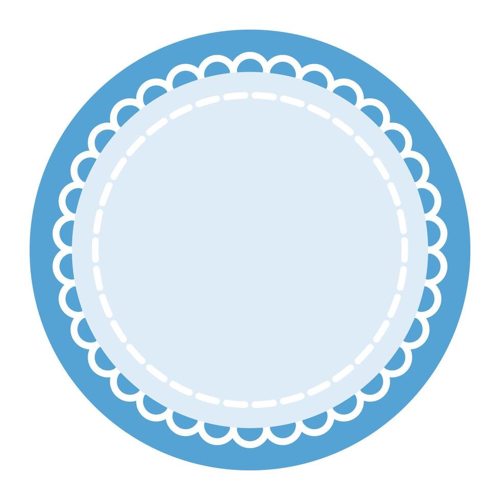 Clean and Classic Blue Circle Frame with Lace Detailing Design vector