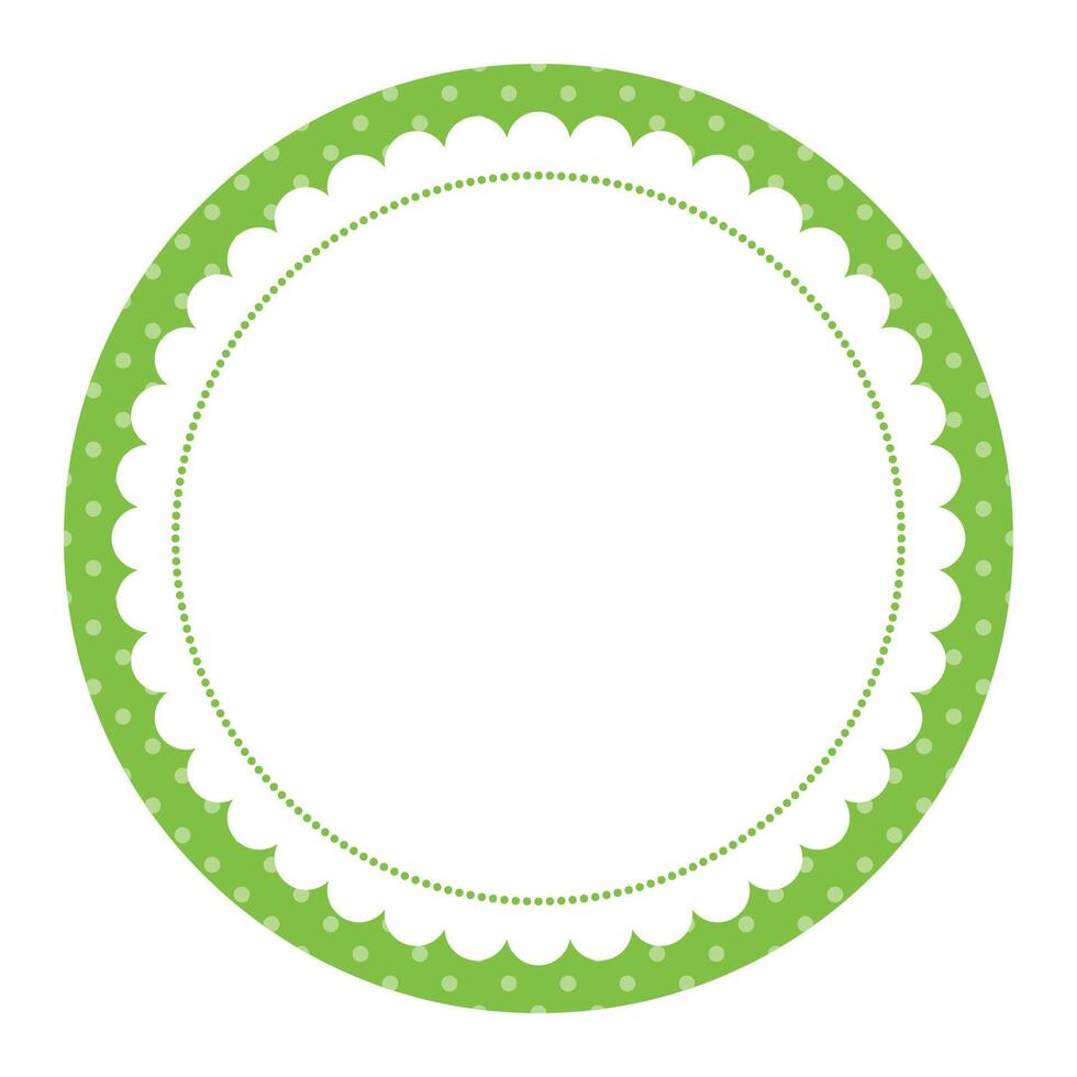 Simple Decorative Green Circular Frame with Scalloped Inner Border vector