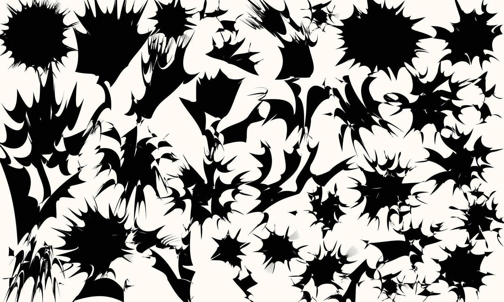 Black and White Ink Splatter Abstract Art. Chaotic Ink Pattern, Random Inkblots on White Background. Sharp Edge Ink Splatter Graphic vector