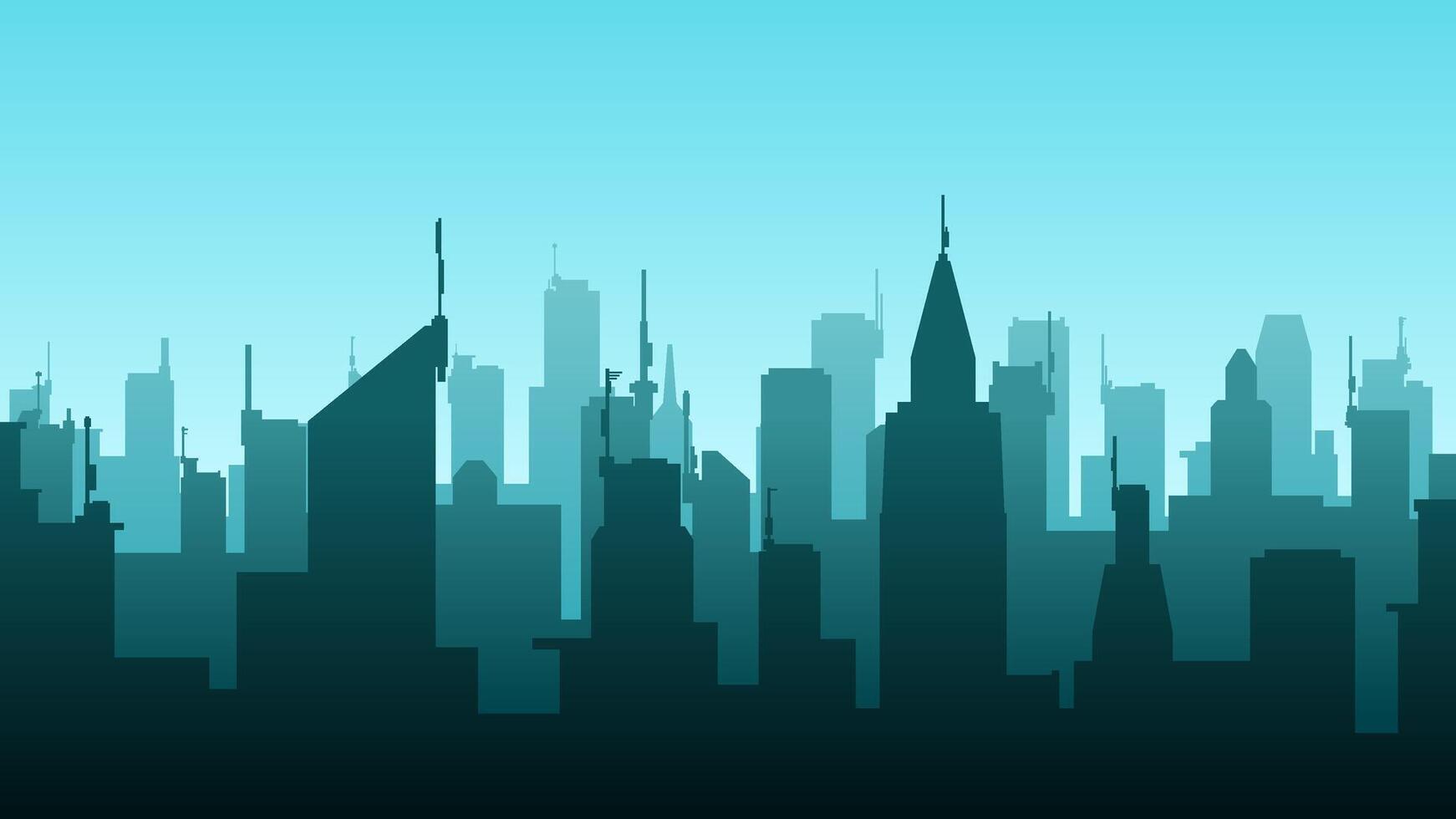 Landscape illustration of cityscape and skyline buildings vector