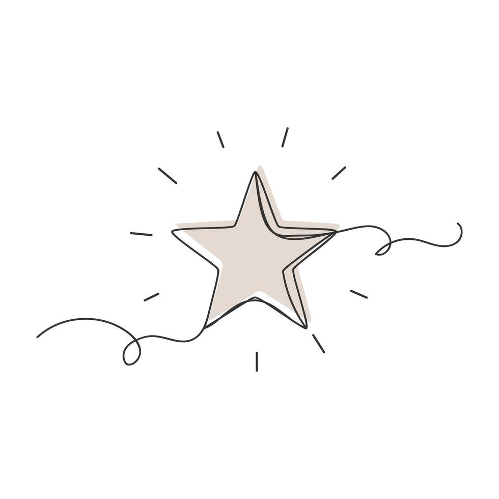 Star continuous one line art shape isolated illustration. vector