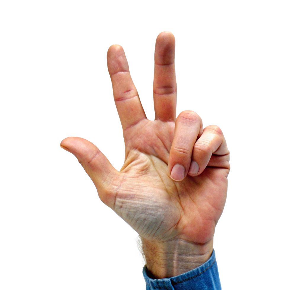 A person is making the peace sign with their hand png