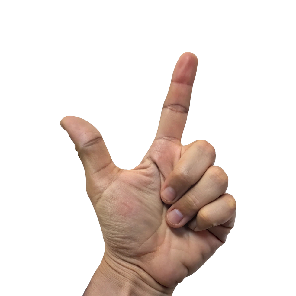 A hand with a finger up in the air png