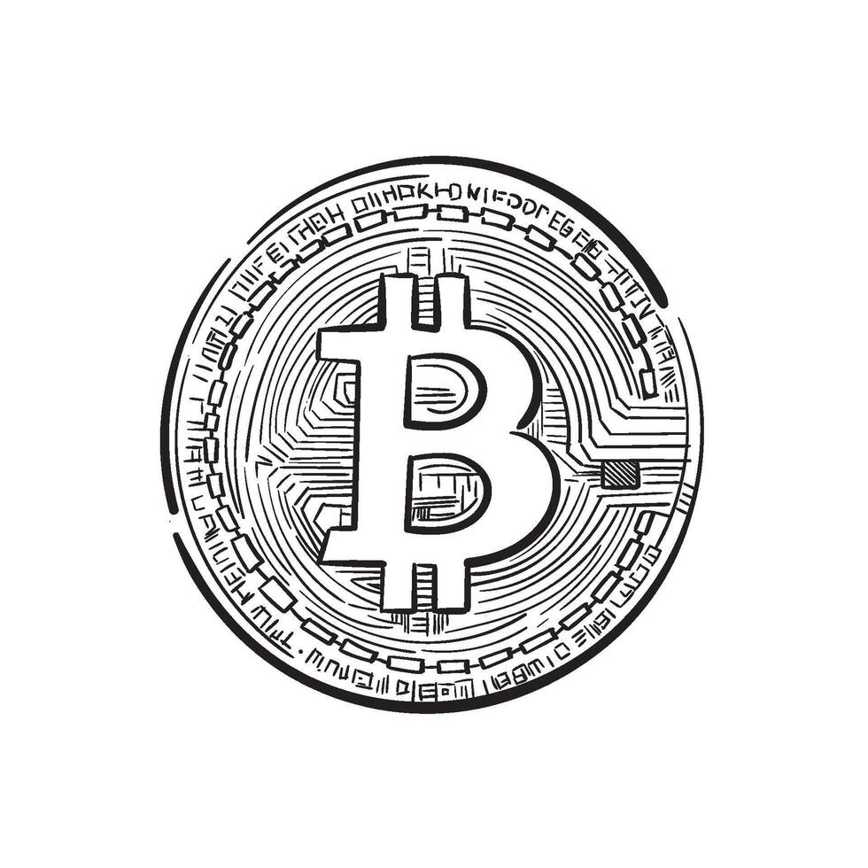 Bitcoin symbol. Cryptocurrency icon.Outline illustration isolated on white background. bitcoin, sketch for web, flyers, advertising, projects vector