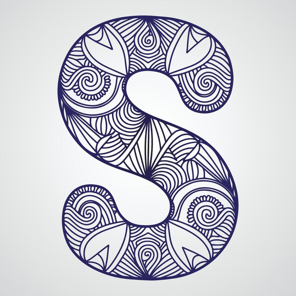 Stylized S Letter Featuring Mandala Patterns vector