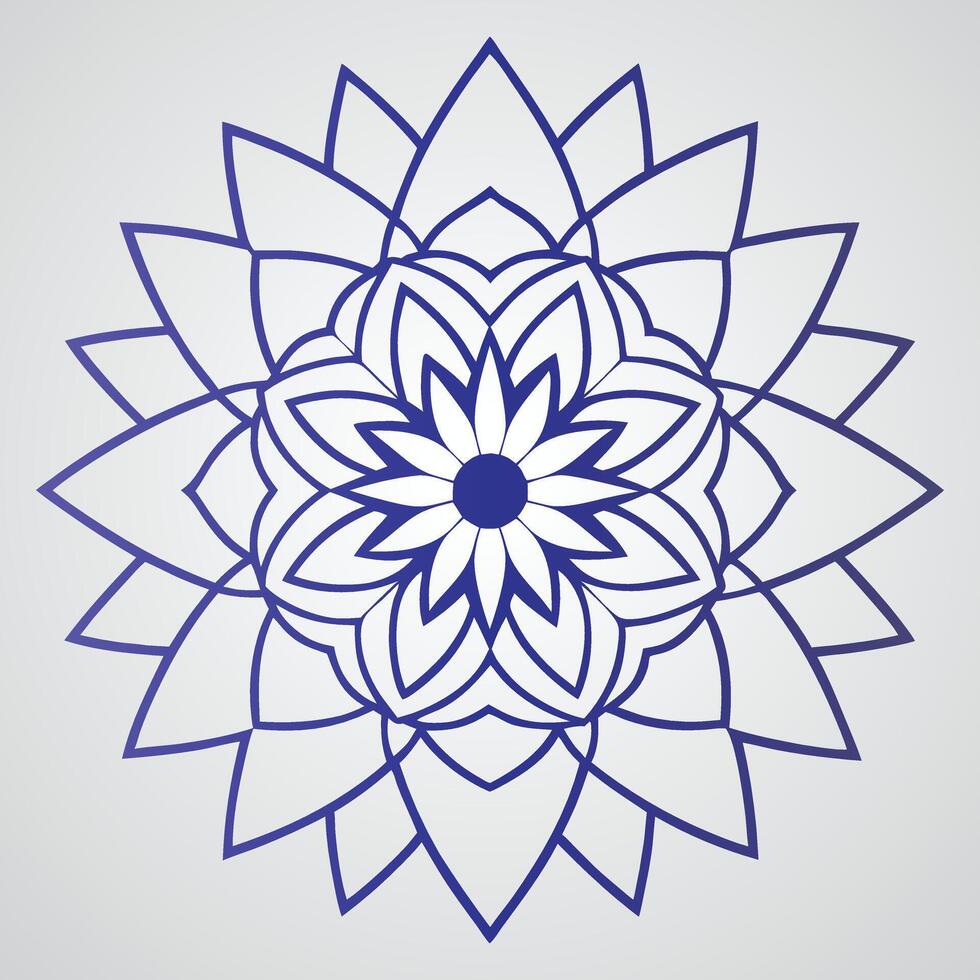 a blue mandala design in gray background vector